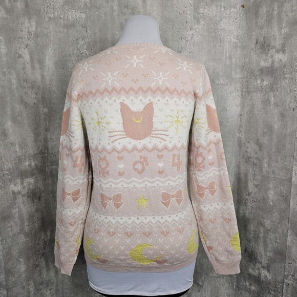 Sailor Moon Luna Guardian Symbols Womens L Sweater Box Lunch Exclusive Pink - Picture 4 of 6